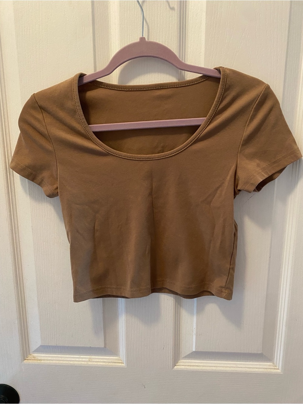 Classic Scoop Neck Women’s Crop Top - Brown